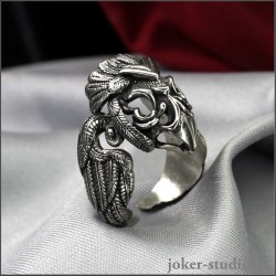 ВОРОЖЕЯ ~ ЮВЕЛИРНЫЙ ПЕРСТЕНЬ В ВИДЕ ЧЕРЕПА ПТИЦЫ ГАРПИИ ОРИГИНАЛЬНОЕ КОЛЬЦО РУЧНОЙ РАБОТЫ