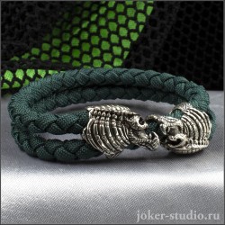 ХИЩНИК МУЖСКОЙ БРАСЛЕТ с ГОЛОВАМИ ЯУТЖЫ на ДВОЙНОМ ШНУРЕ из ПАРАКОРДА